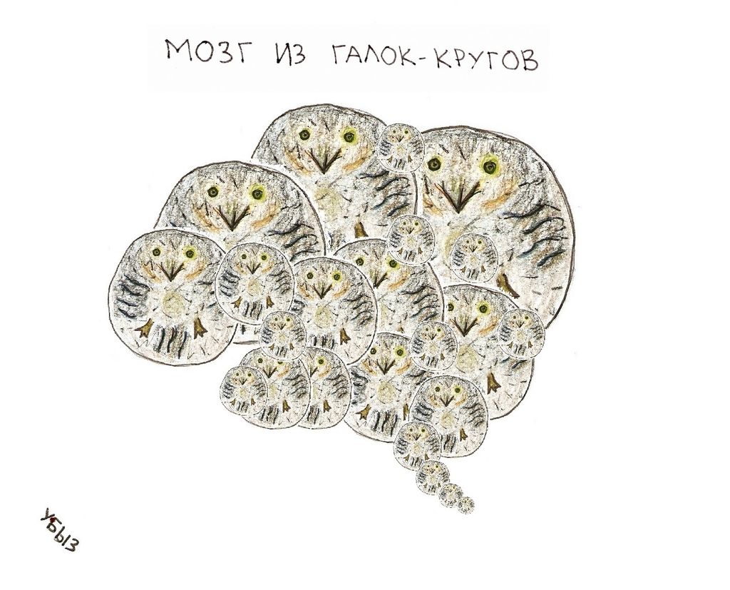 Композиции из геометрических галок, Мозг из галок-кругов — discours.io