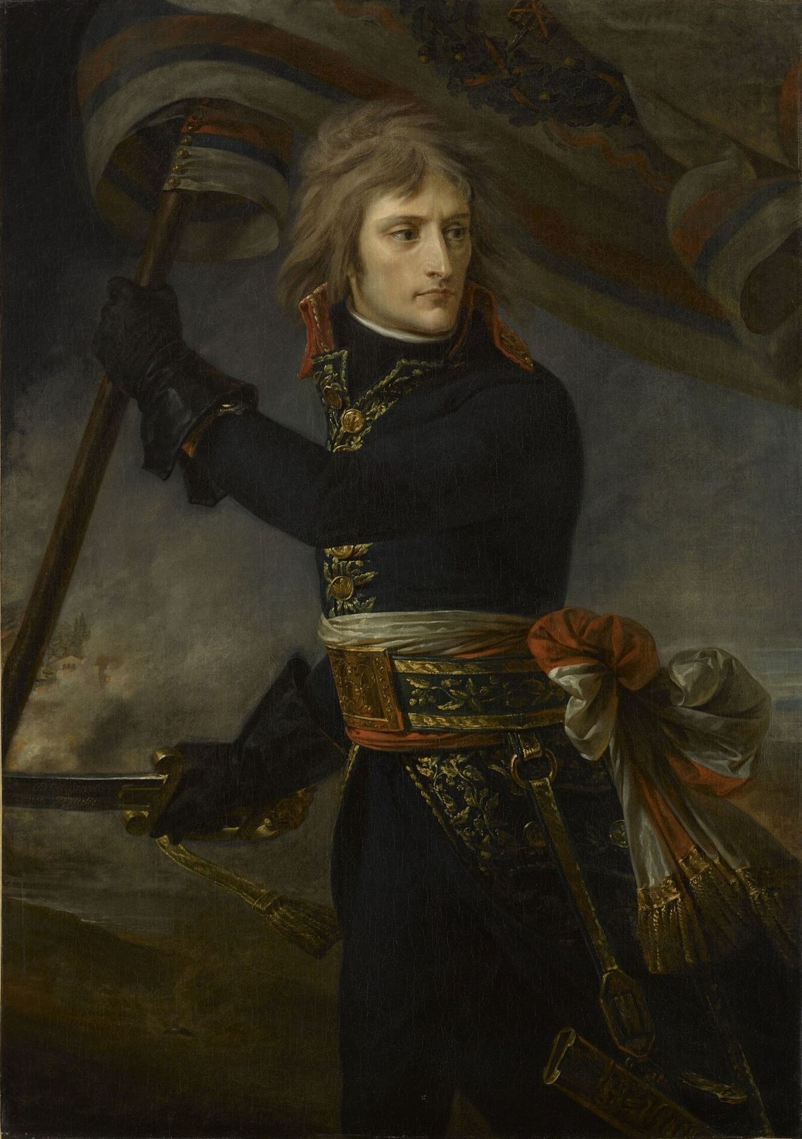 Антуан-Жан Гро. «Наполеон Бонапарт на Аркольском мосту», 1796 - 1797. Версия, находящаяся в Лувре Антуан-Жан Гро. «Наполеон Бонапарт на Аркольском мосту», 1796 - 1797. Версия, находящаяся в Лувре