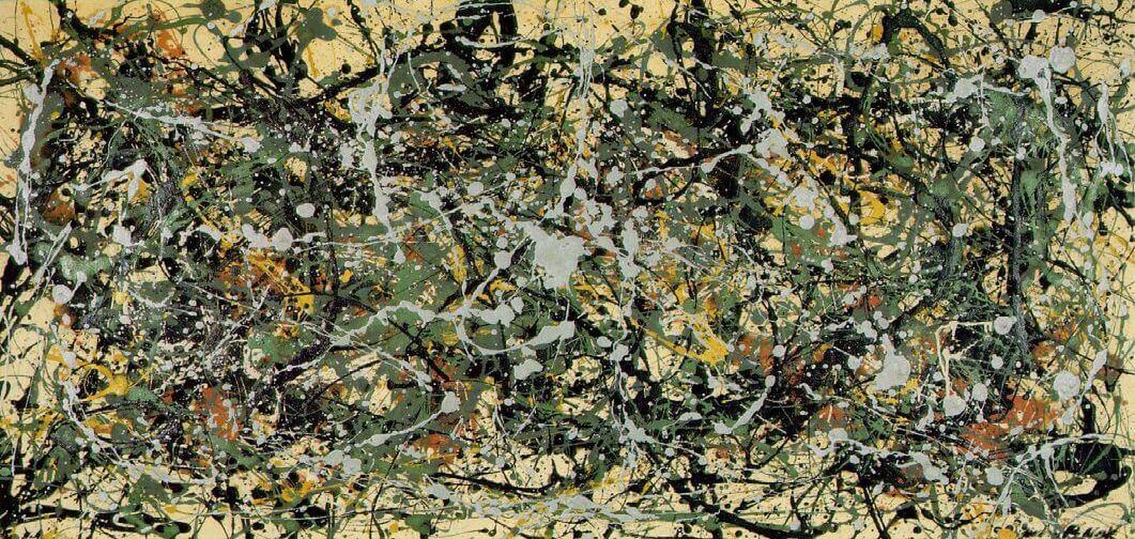 № 8, 1949, Джексон Поллок. Классический дриппинг: картина без композиционного центра, где жест растворяется в поле. Вся поверхность — событие. Радикальная плоскость, в которой исчезает иерархия, а художник отступает, превращаясь в тень.