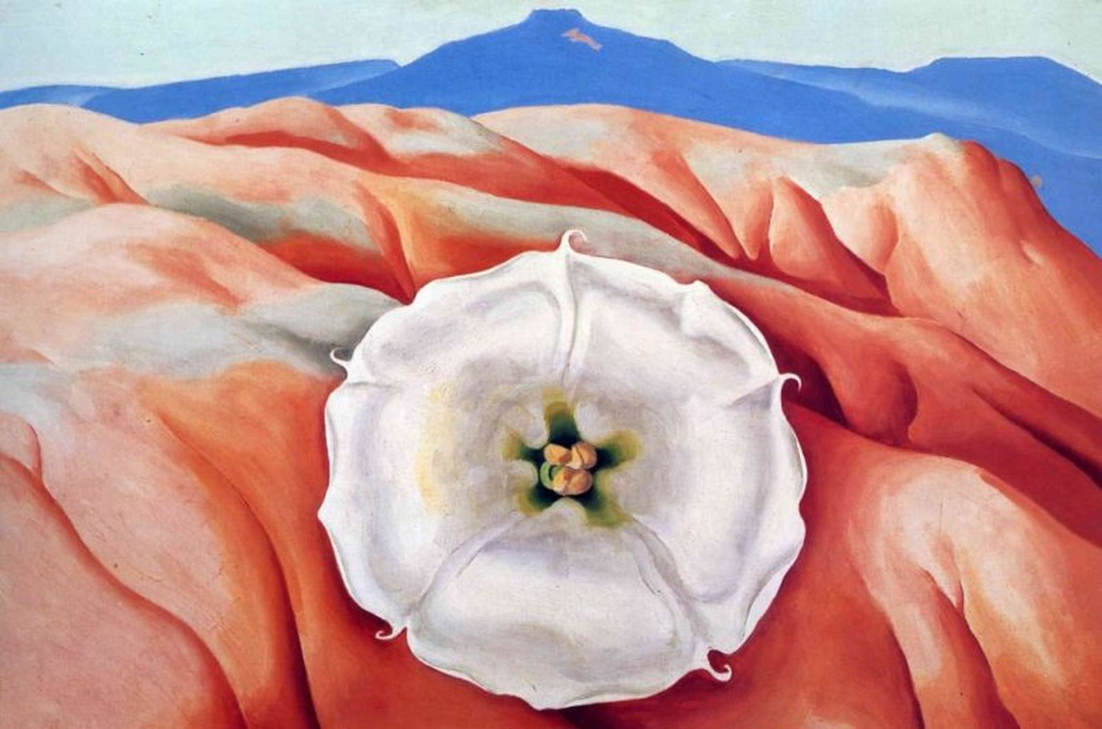 Красные холмы и белый цветок II, 1940. Джорджия О’Киф.