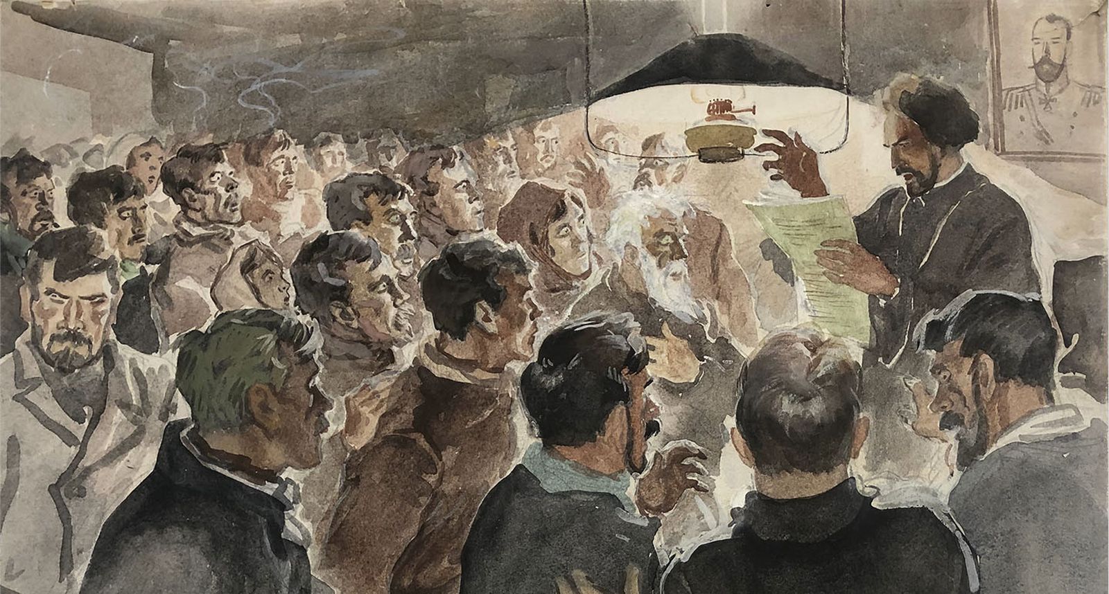 «Гапон читает петицию. Январь 1905» / Василий Сварог, 1924 «Гапон читает петицию. Январь 1905» / Василий Сварог, 1924