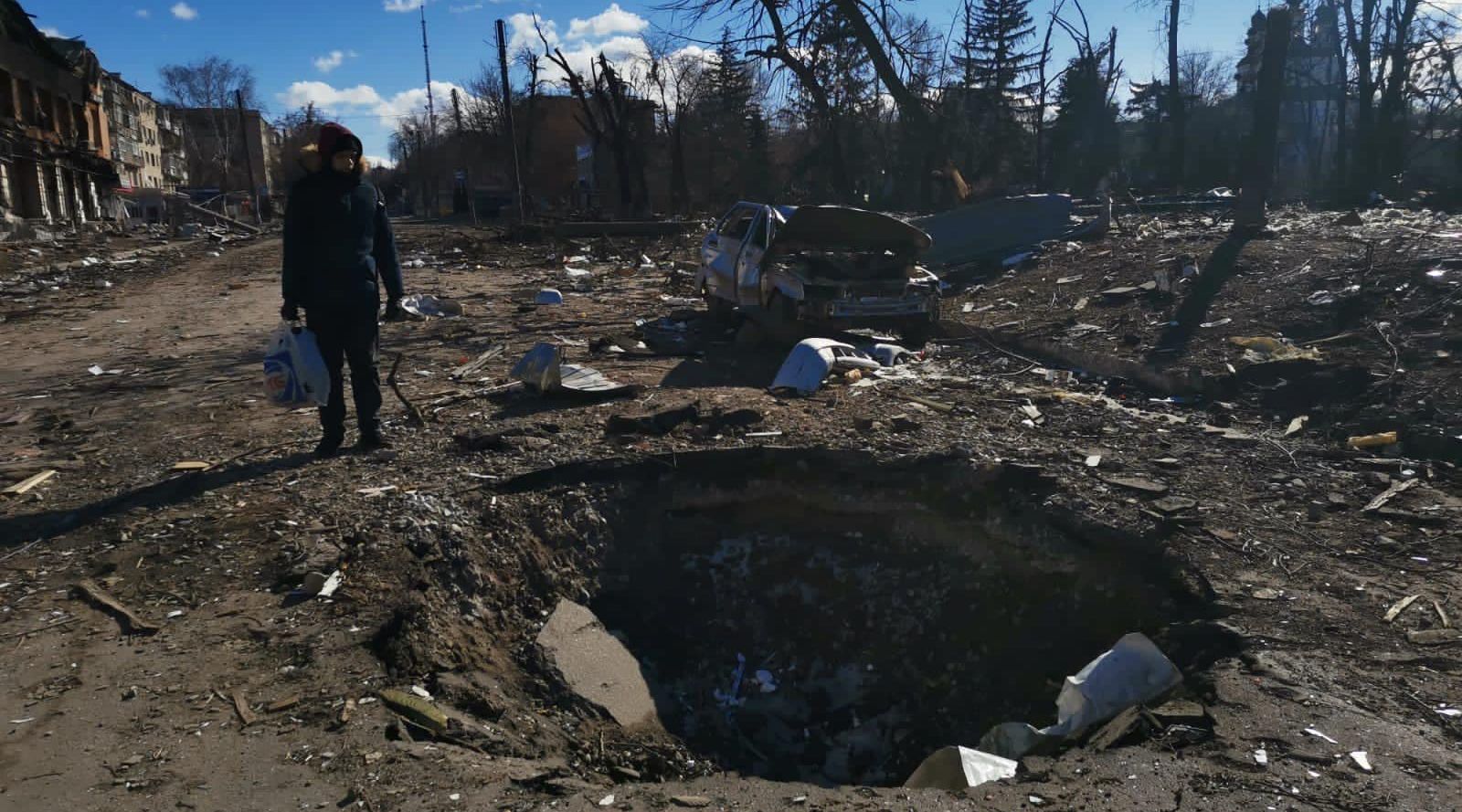 Последствия разрушений в городе Изюме Харьковской области. Местные власти сообщают о разрушении 80% жилой застройки в результате бомбардировок. 3 апреля / Укринформ
