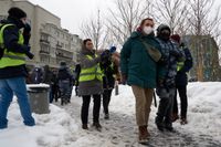 Женщины в окружении мужского внимания. Фоторепортаж к годовщине январских протестов против коррупции и ареста Навального,  — миниатюра