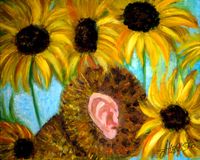 JazzArt: импровизации на темы великих. Попробуйте угадать художника, не читая названий, Портрет Винсента ван Гога в подсолнухах — миниатюра