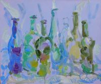 Фигура тишины, Бутылки на светло-фиолетовом, 2017 — миниатюра