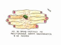 Во время, Лес во время прогулки по двусторонней ладони заблуждается в ее линиях — миниатюра
