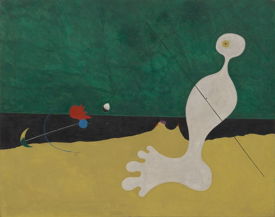 Joan Miro — Person Throwing a Stone at a Bird (1926) Joan Miro — Person Throwing a Stone at a Bird (1926)