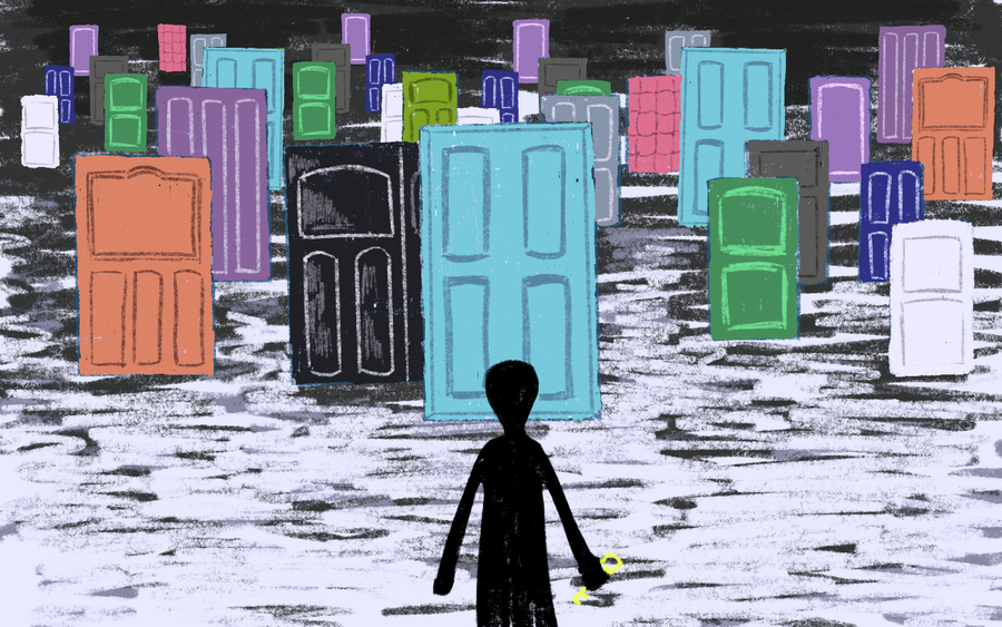 «Вчерашние „домашние“ (те, у кого есть конвенциональный дом)… могут стать бездомными, поэтому эффективная соцпомощь — в интересах всего общества» / Иллюстрации: AnnA / За закрытыми дверями. Как помогают бездомным в России и почему госконтроль приютов может обернуться легализацией рабства — Discours.io