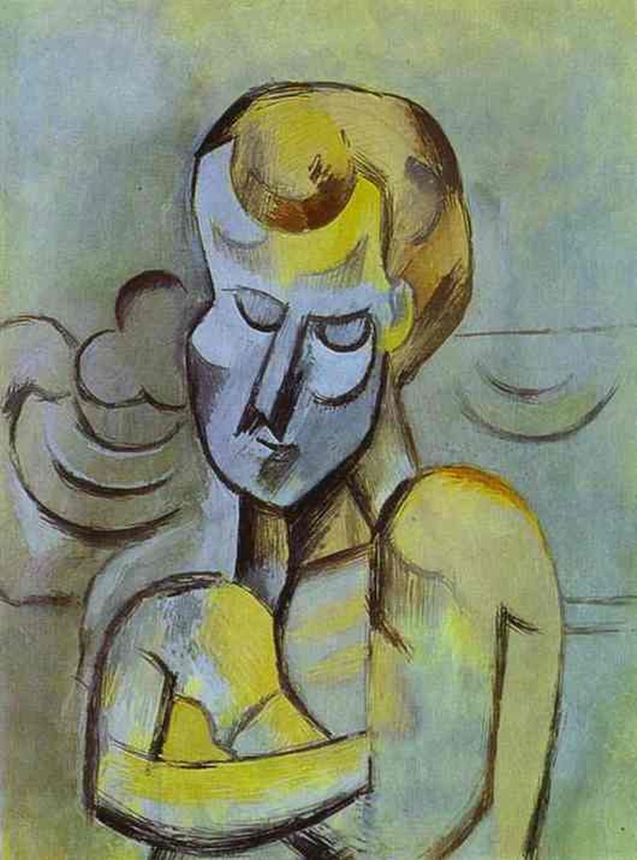 Pablo Picasso — Homme nu aux bras croises (1909) Pablo Picasso — Homme nu aux bras croises (1909)