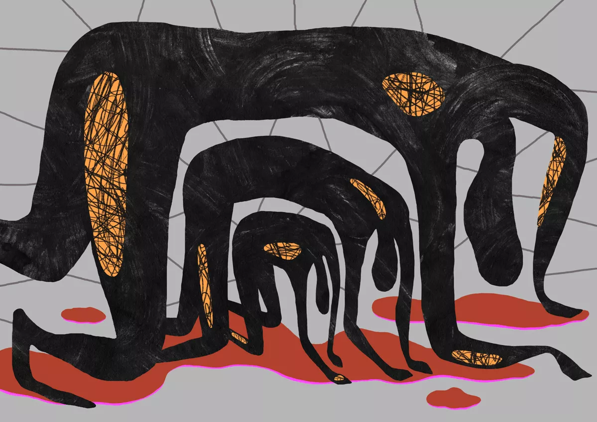 «Когда действия одного человека начинают репрезентировать целую группу, частью которой он является, формируется убеждение о коллективной вине: один человек поступил подобно тому, как поступают многие, и его действия оказываются показательным примером всей группы  — это грубая форма обобщения, при которой появляется козел отпущения, в ответ на одно зло возникает другое» / Иллюстрации: <a href="https://shamshurina.com">Елена Шамшурина</a>