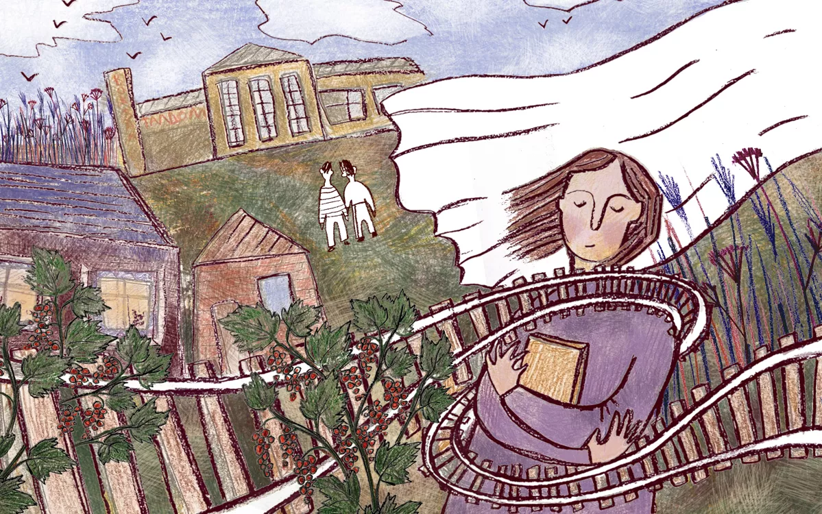 «Она сочувствует женщине, но не испытывает никакой жалости к себе. Рельсы берут дыхание для первого звука, рожденного из обмана, из тишины». / Иллюстрации: <a href="https://vasilisazaiceva.tilda.ws/">Василиса Зайцева</a>