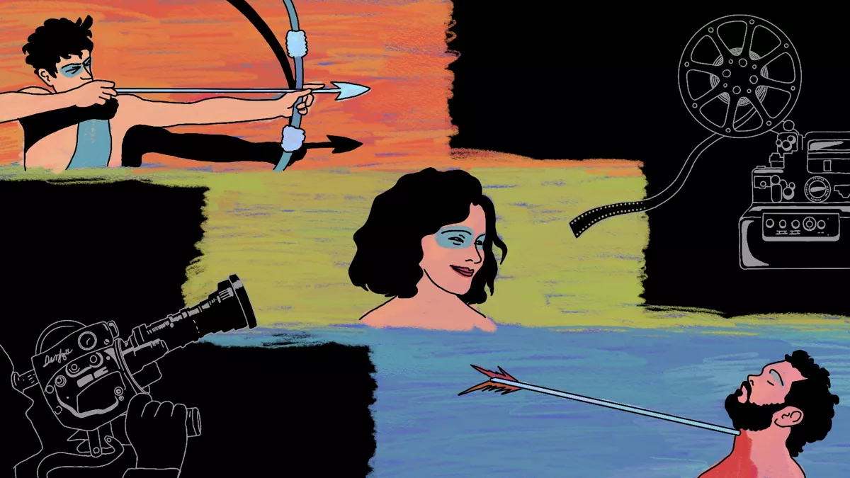 Французская волна разрешила каждому делать свое кино. Иллюстрация: <a href="https://www.instagram.com/kurjalapa/" target="">Юлия Важова</a>