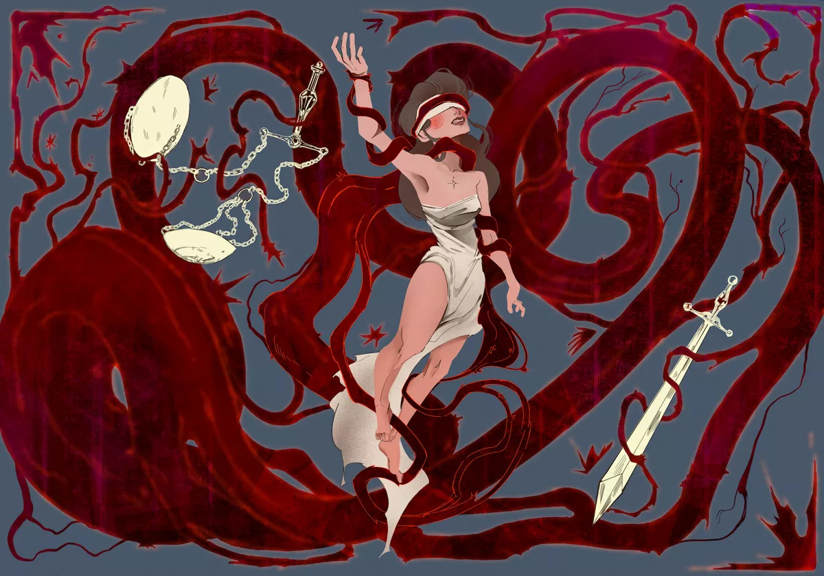 «Террор государства распускается, словно влажный бутон, но у него не хватает вегетативных мощностей, чтобы заполнить собой все поры социальной сложности» / Иллюстрация: <a href="https://www.behance.net/olesiacherabc1">на холме</a>