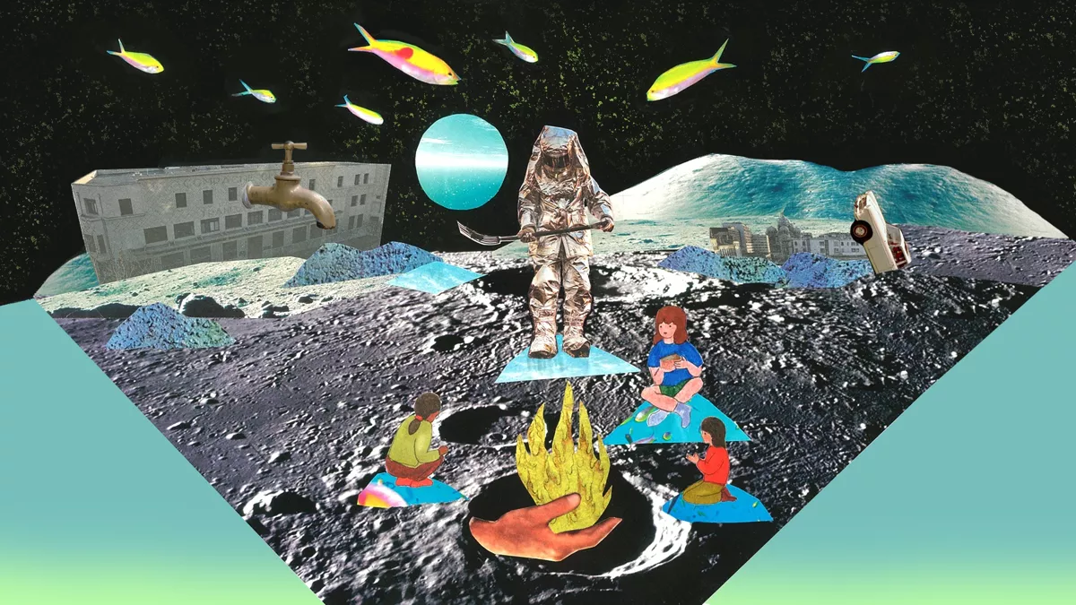 «Работа давила на плечи и дыхание, волны пыльной пены переполняли. Иногда они на секунду останавливались, тогда ХХ торопливо возвращался к последней запечатленной мысли и наспех перепрятывал ее в другой карман». / Иллюстрация: <a href="https://www.instagram.com/marina.margarina/">Марина Маргарина</a>