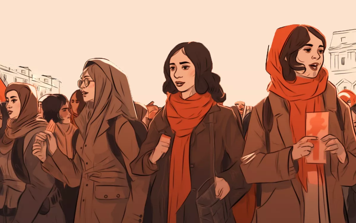 «В 2010-е годы феминистки и другие политические силы в России имели дело не с идеальной публичной сферой в описании Хабермаса и Фрейзер: авторитарные режимы не заинтересованы в том, чтобы люди или социальные группы вели друг с другом переговоры об общих интересах» / Иллюстрация: нейросеть Midjourney