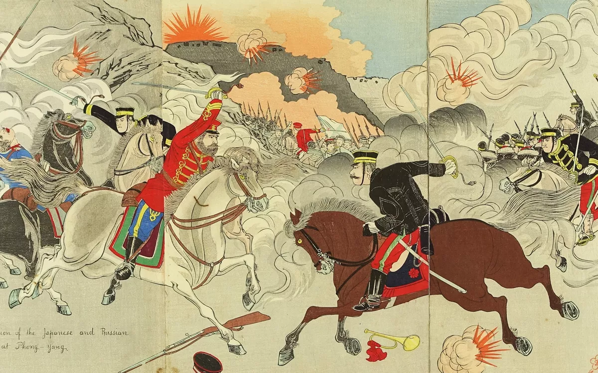 Фрагмент  японской литографии времён Русско-японской войны