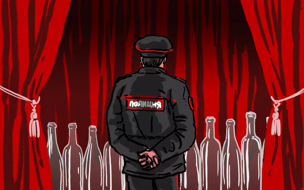 «Уж будь, каким задумали тебя, маршируй до бессилия. Я вот ментом родился, ментом и останусь… И раз уж водка непременно нужна, значит, будем пить… Кто знает, может, придут новые поколения следователей, чьи страсти затрепещут не вокруг выпивки и карт, а только в масштабах служебных обязанностей, но не пора еще, не пора…» / Иллюстрации: <a href="https://twitter.com/LRaien" target="">Александра Худякова</a>