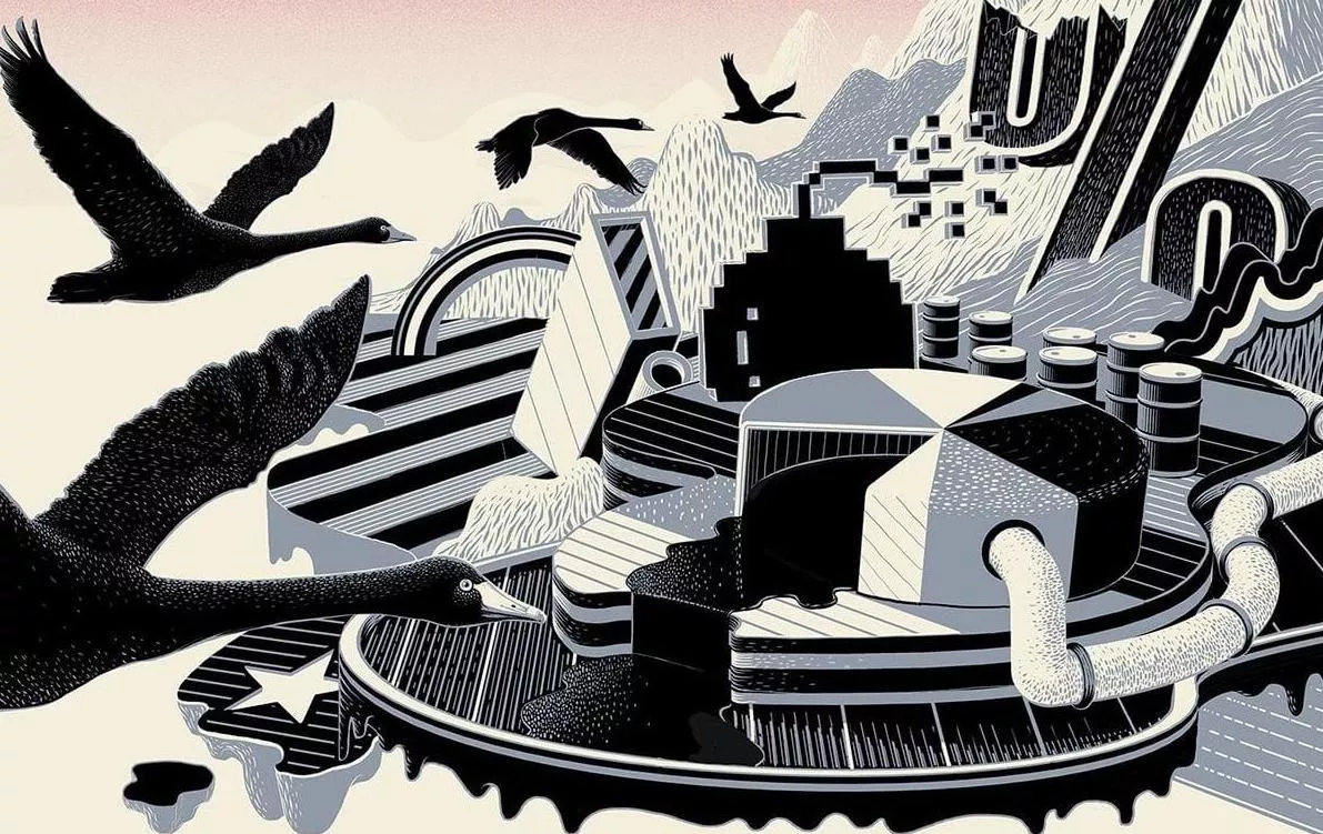 Иллюстрация — <a href="https://www.behance.net/gallery/26463229/Black-Swan-Events?tracking_source=search_projects_recommended%7CBlue%20Swan%20records">Sam Chivers</a>