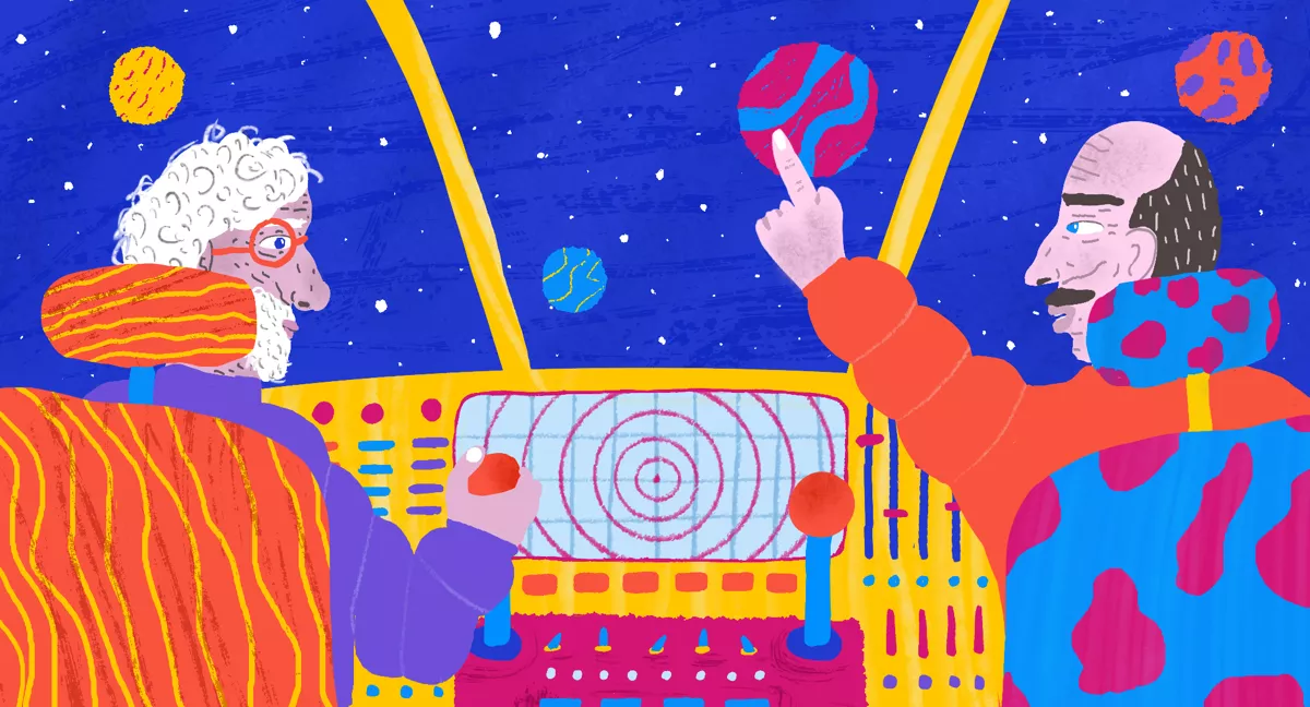 «Там, внизу, почти ничего не изменилось: подумаешь, взлетела очередная ракета, а друзья понимают, что мечта, которую они берегли в себе много лет, случилась. Вот так запросто, в полшестого утра, в обычный октябрьский день». / Иллюстрации: <a href="https://www.instagram.com/iruksson">Ирина Павлова</a>