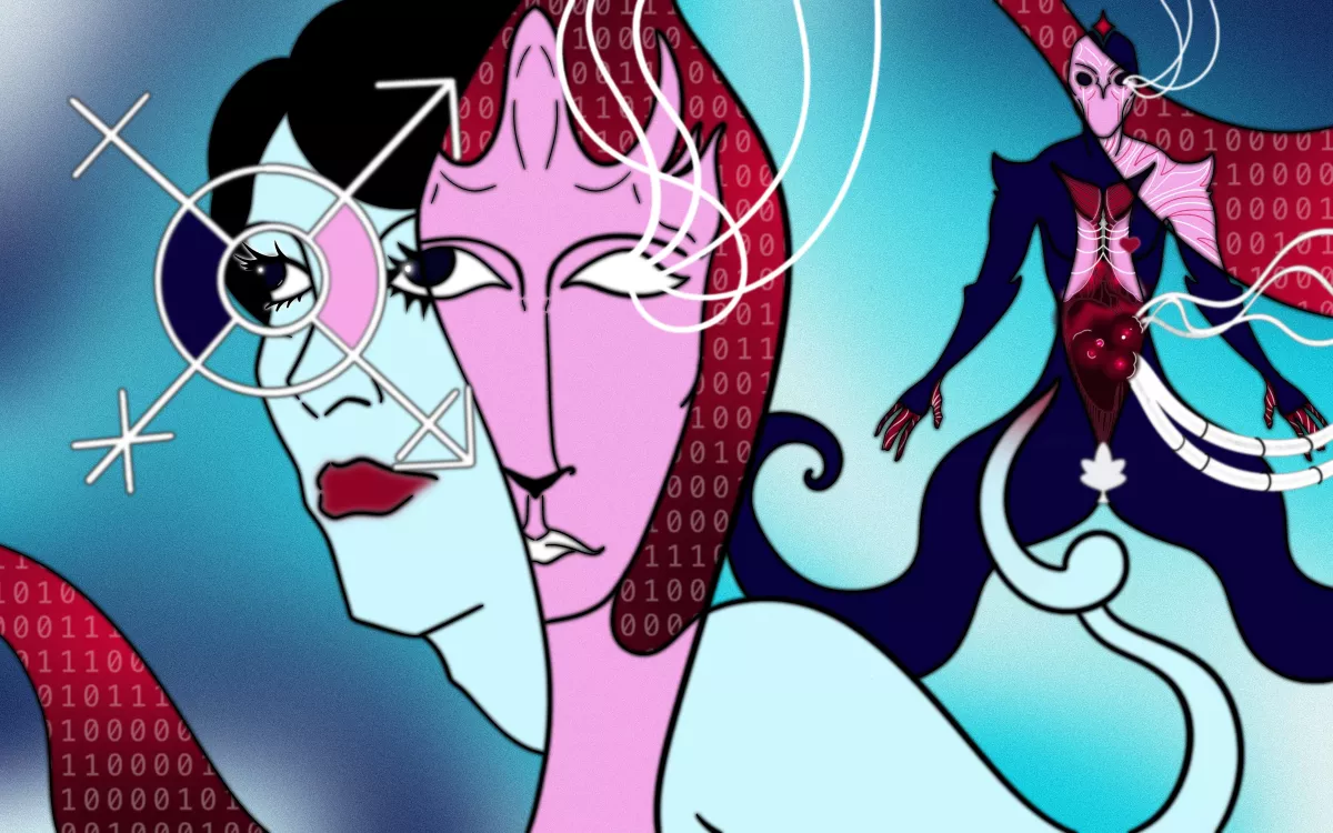 «Под маской зрелищного фильма в дискурс пробралась история о том, как человек в стремлении к самосовершенствованию отказался от своих действий и пожеланий в пользу существования более дееспособного симулякра, и этот сюжет нашел отклик. По моей гипотезе, эта метафорическая опасная стратегия сыграла злую шутку и с общественными движениями». / Иллюстрации: <a href="https://t.me/acutusart">острая</a>