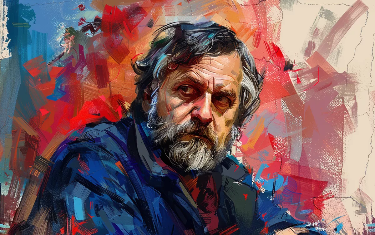 «Славой Жижек, словенский философ, психоаналитик и представитель Люблянской школы, является ярким примером того, каким может быть публичный философ в наши дни» / Иллюстрация: MidJourney