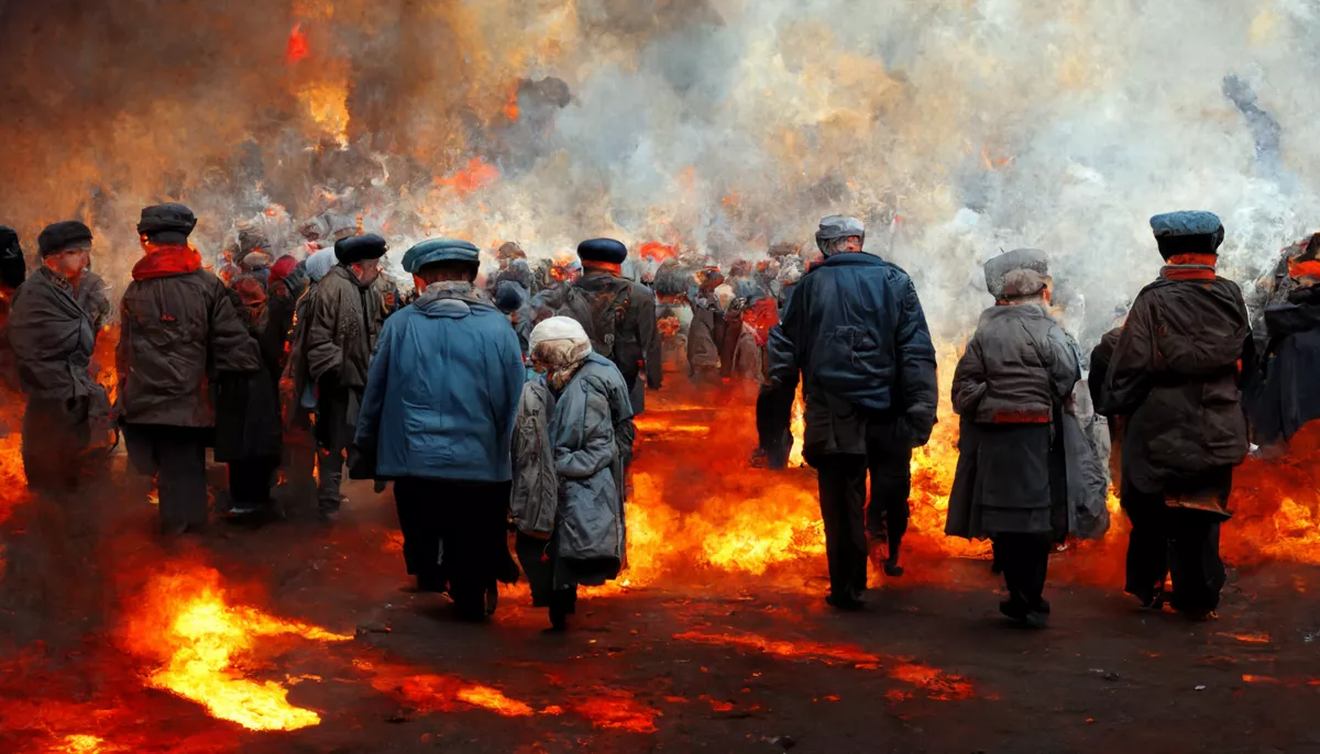 Иллюстрацию к колонке об экономических и социальных последствиях мобилизации создала нейросеть MidJourney