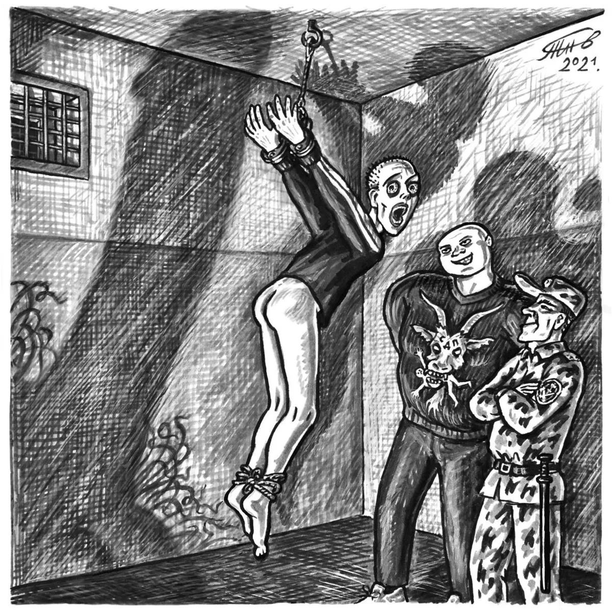 За иллюстрацию к тексту об изнасилованиях как карательном инструменте в руках силовиков благодарим Станислава Таничева