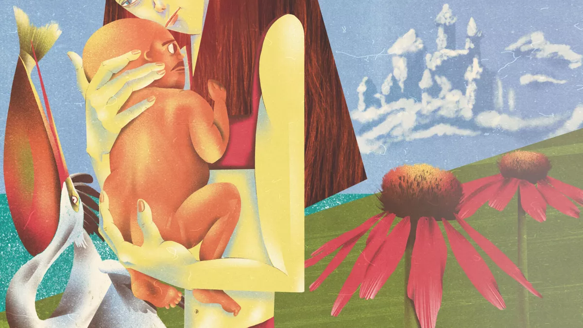 «Вирусолог давно усвоил, что лучший правитель — тот, о котором народ знает лишь то, что он существует, и окружил тайной своё существование вне публичного поля. Был он подобен птице, не отбрасывающей в полёте тени, или сумеркам, обступающим повисший в воздухе стеклянный мост». / Иллюстрации: <a href="https://www.instagram.com/takoysyakoy_/" target="">Злата Улитина</a>