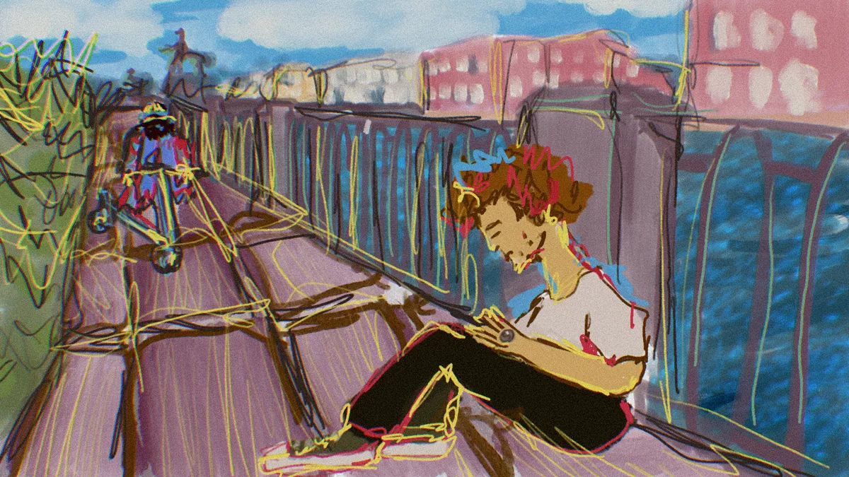 «В этом был весь Гройс. Сюжеты, идеи (и ещё какие!) сыпались из него, как горох из дырявого мешка. Он научился определять талант через имя человека! Он приручил числа Фибоначчи и овладел в совершенстве русской гематрией!!! И он точно напишет роман об этом!!!» / Иллюстрации: <a href="https://www.instagram.com/stay_kraa/">Катя Ганьшина</a>