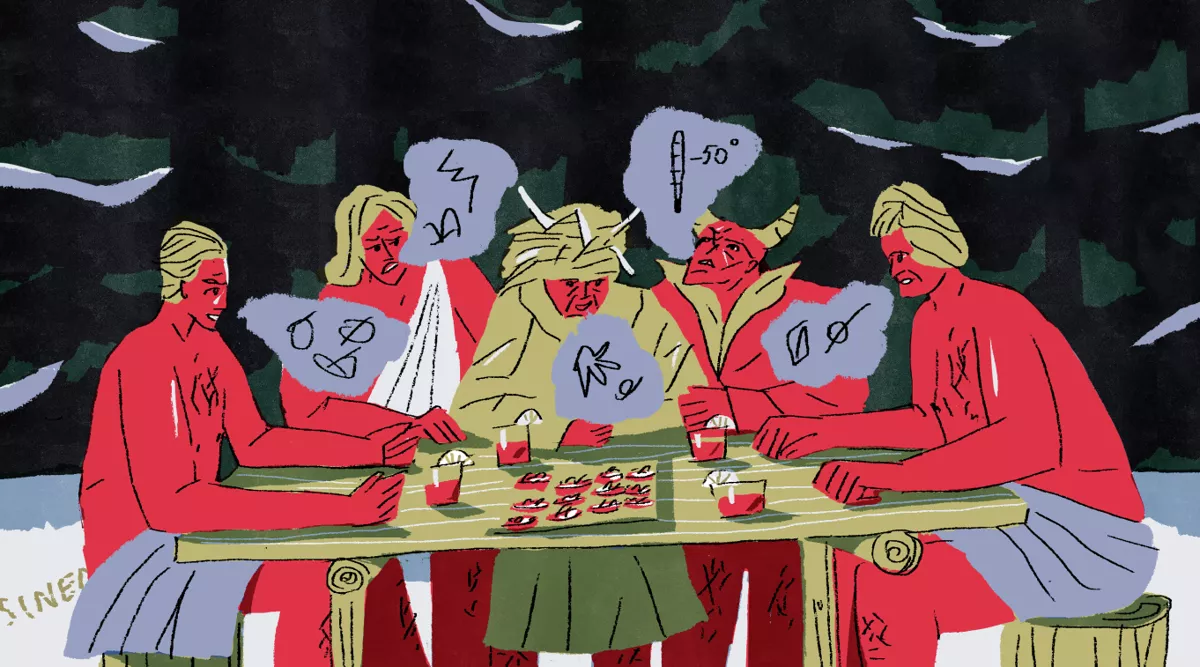 «У финнов очень лёгкое отношение к ругательствам. Почти все слова из этой статьи можно услышать в речи политиков и звёзд, и их использование не вызывает особого возмущения» / Иллюстрация: <a href="https://www.instagram.com/_danielsolovev_/">Даниил Соловьев</a>