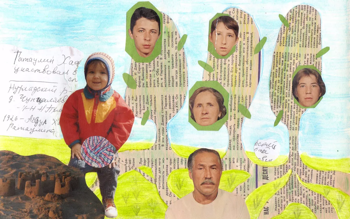 «Я ношу татарскую фамилию, и это всё, что связывает меня с корнями моего деда. Я не говорю на татарском языке, не исповедую ислам, не знаю традиций. Моё собственное национальное самосознание — точнее, осознание национальной пустоты — проявлялось постепенно». / Коллаж: <a href="https://www.instagram.com/roma8d">Роман Передерей</a>