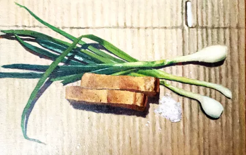 Синестетические натюрморты советского быта: газетный кулек с семечками, копченая мойва, беломор и алюминиевый ковшик